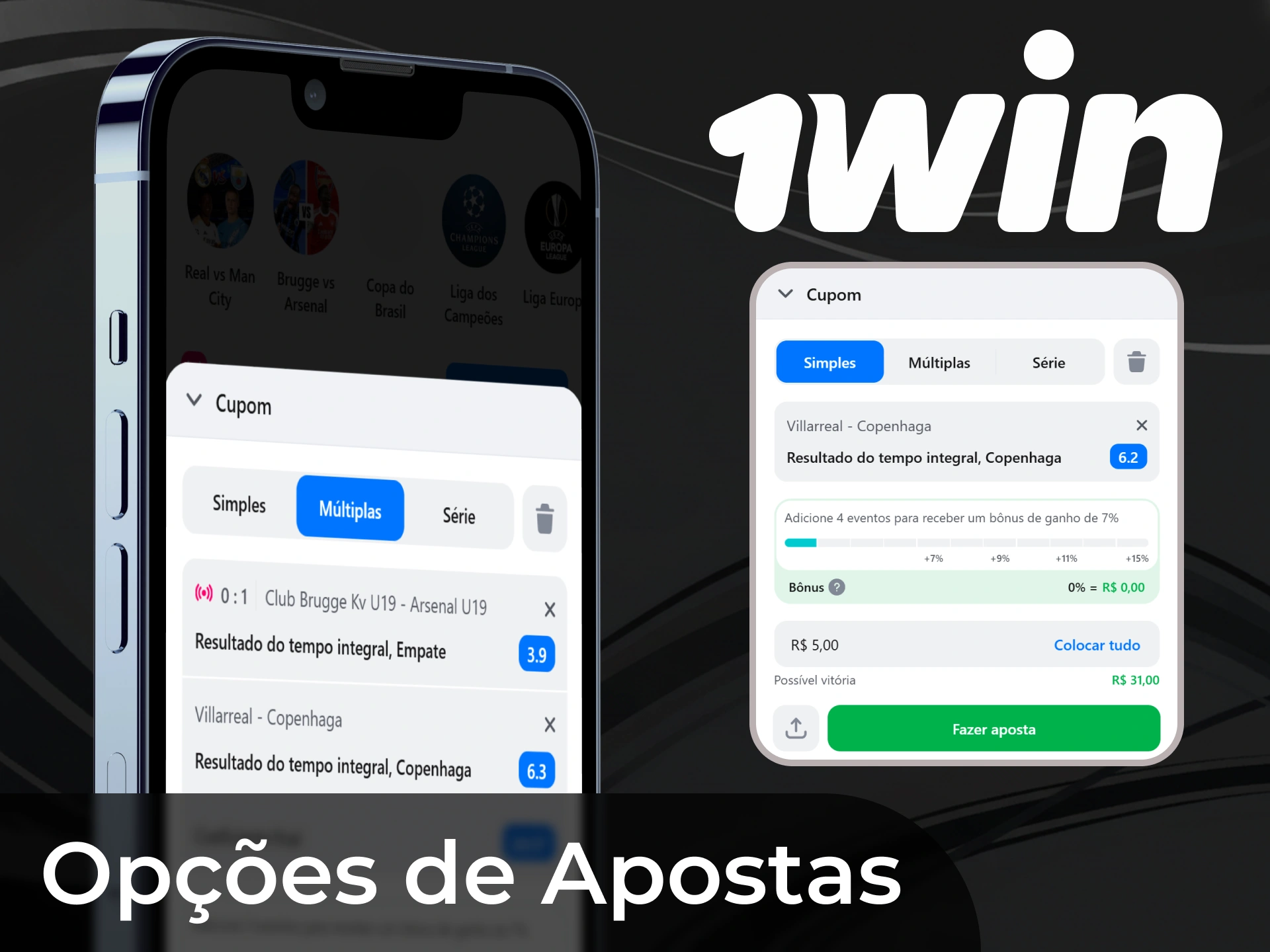 Aposte em seus esportes preferidos antes ou durante a partida.