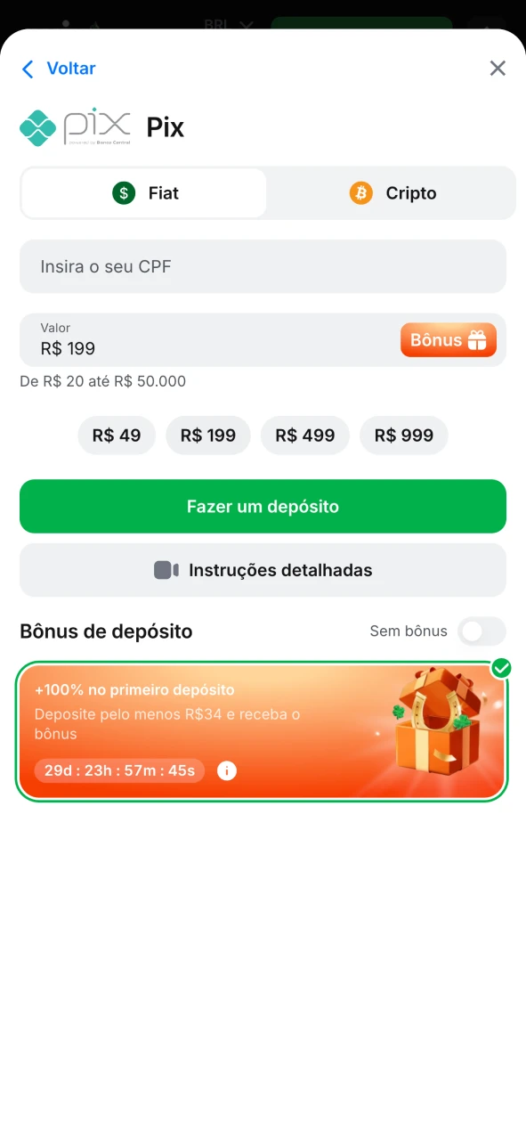 Faça um depósito e receba o bónus de boas-vindas da 1win.