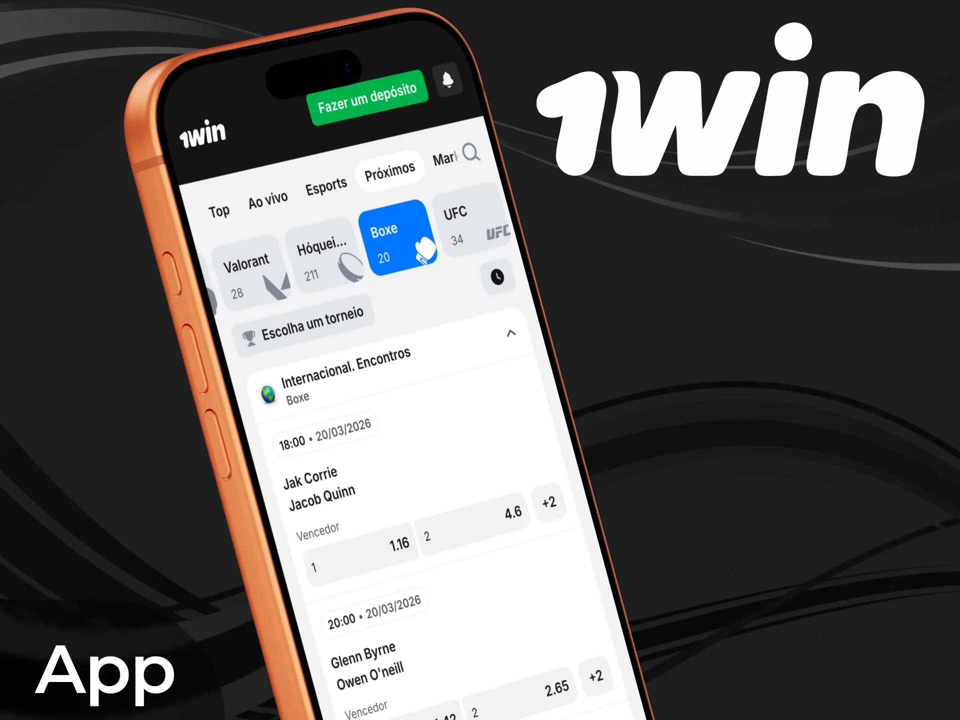 Aproveite as facilidades das apostas em boxe no app 1win em seu celular.