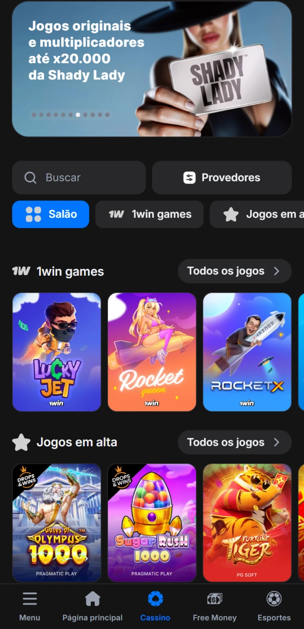 Escolha seus jogos e comece a jogar por dinheiro no 1win Cassino.