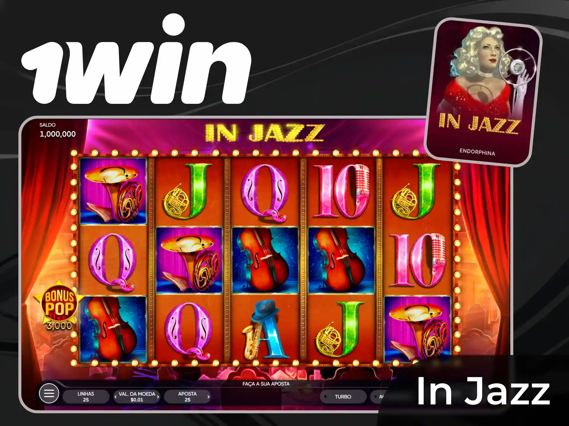 Tente a sorte e ganhe muito jogando o clássico slot retrô Jazz no 1win.
